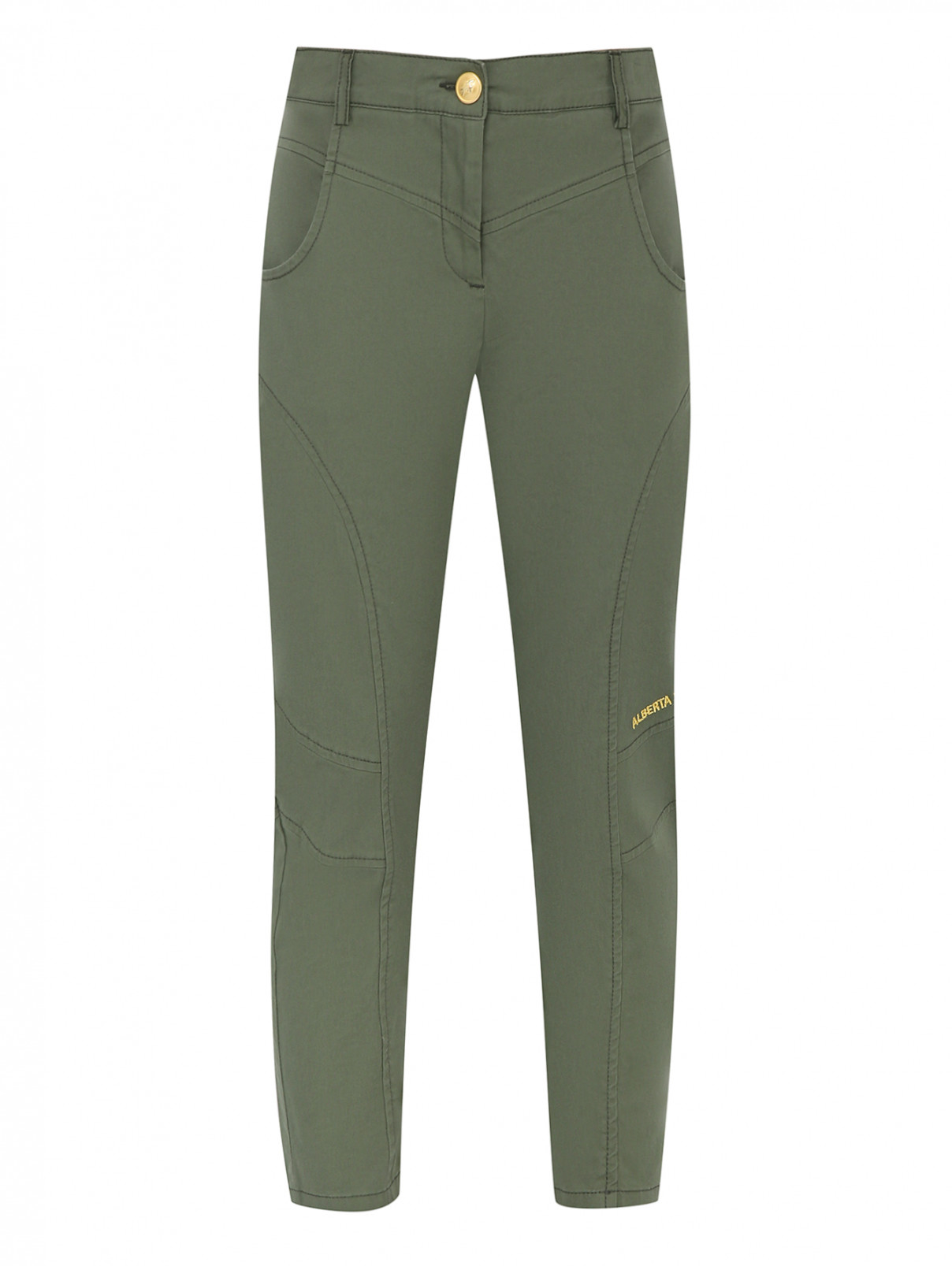 Зауженные брюки из хлопка Alberta Ferretti Junior  –  Общий вид  – Цвет:  Зеленый