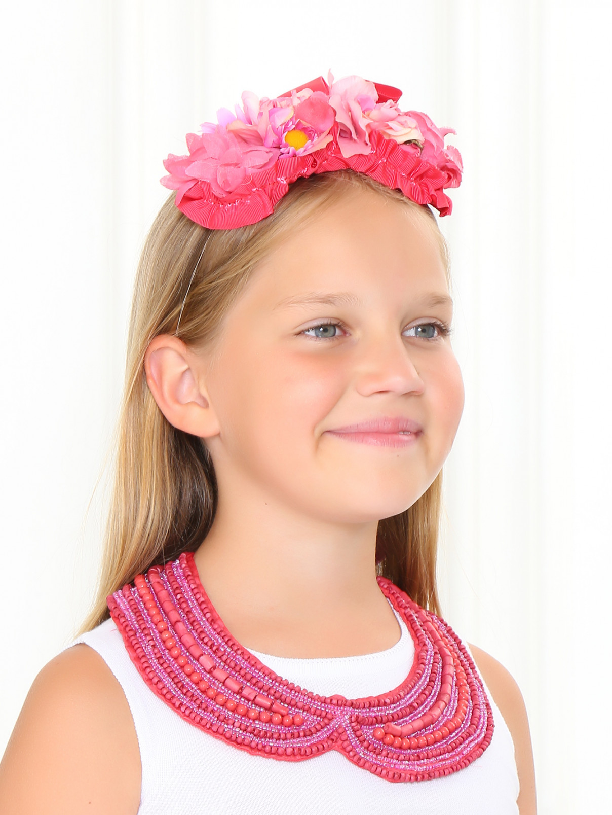 Повязка для волос с цветочным декором I Pinco Pallino  –  Модель Общий вид  – Цвет:  Розовый