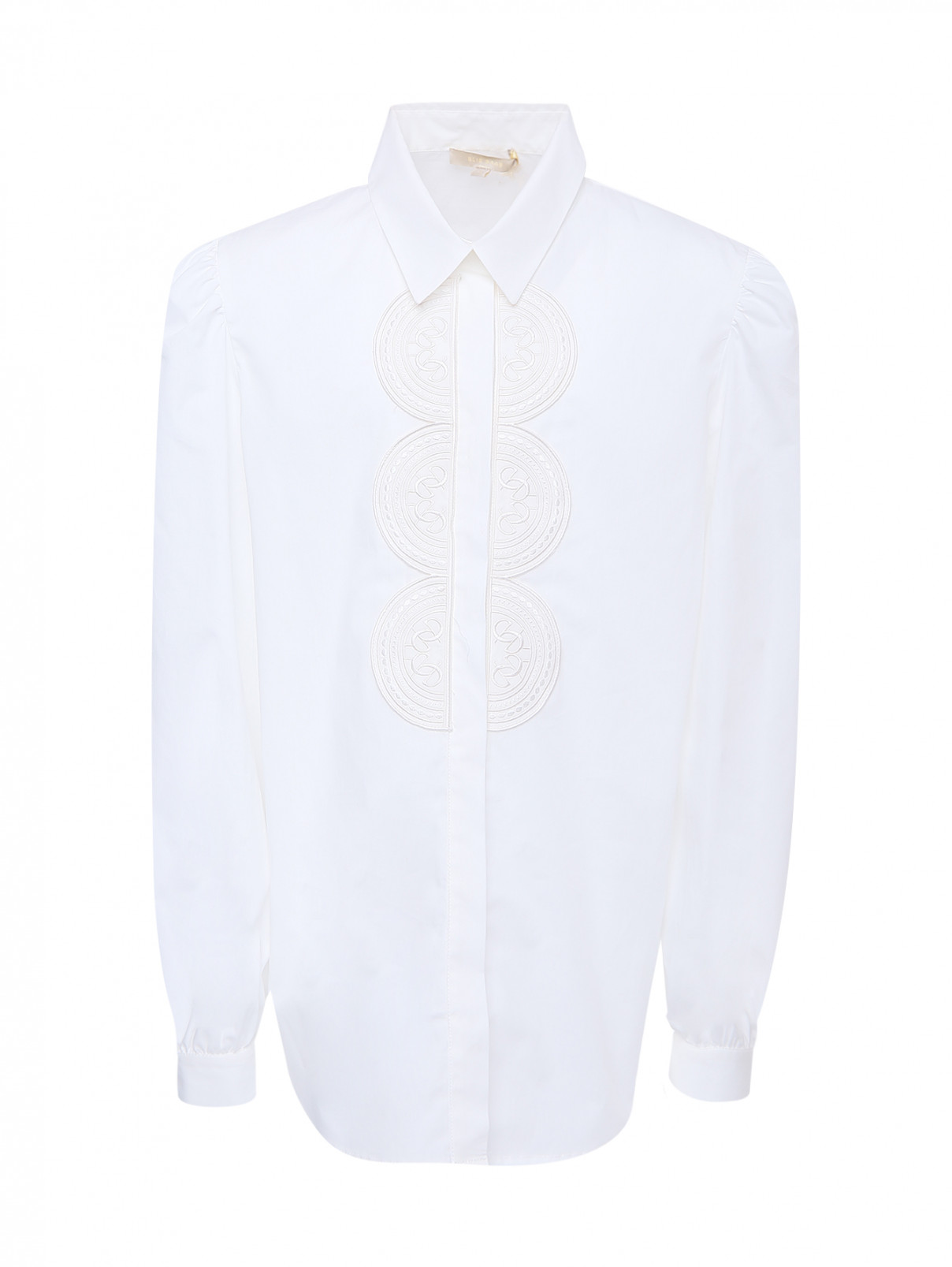 Блуза из хлопка с аппликацией Elie Saab  –  Общий вид  – Цвет:  Белый