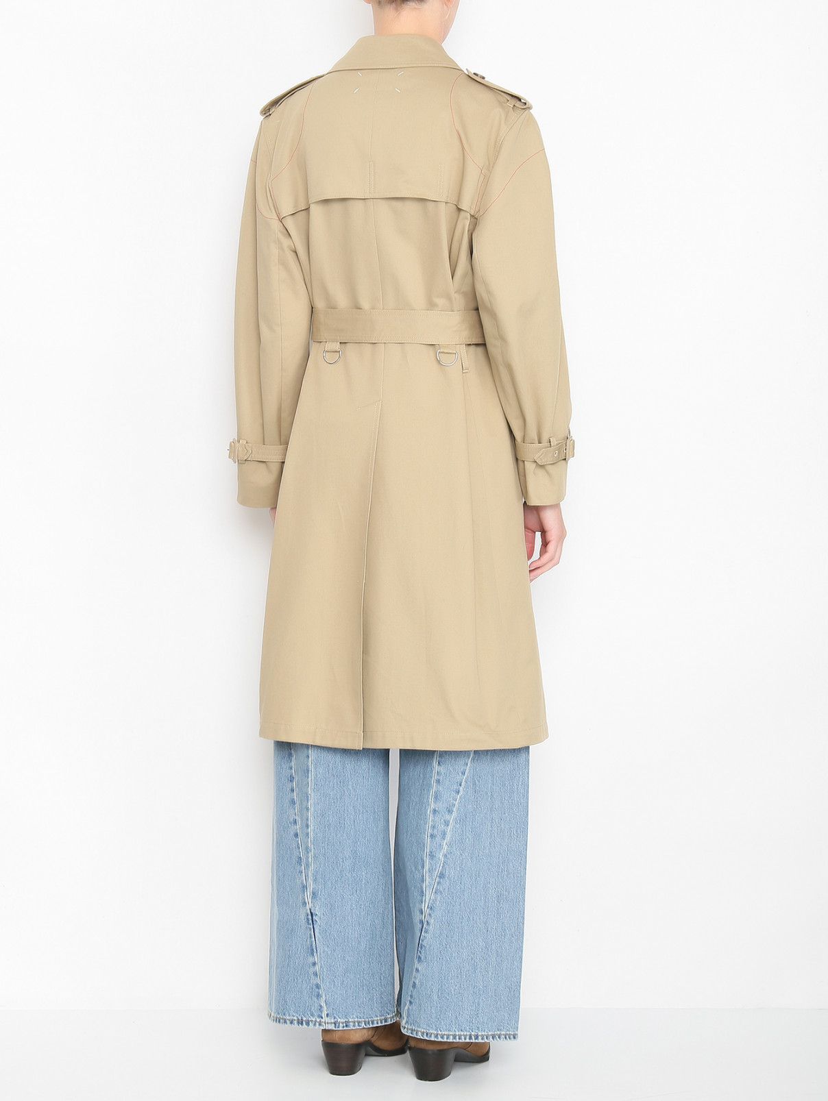 Тренч из хлопка с карманами Maison Margiela  –  МодельВерхНиз1  – Цвет:  Бежевый