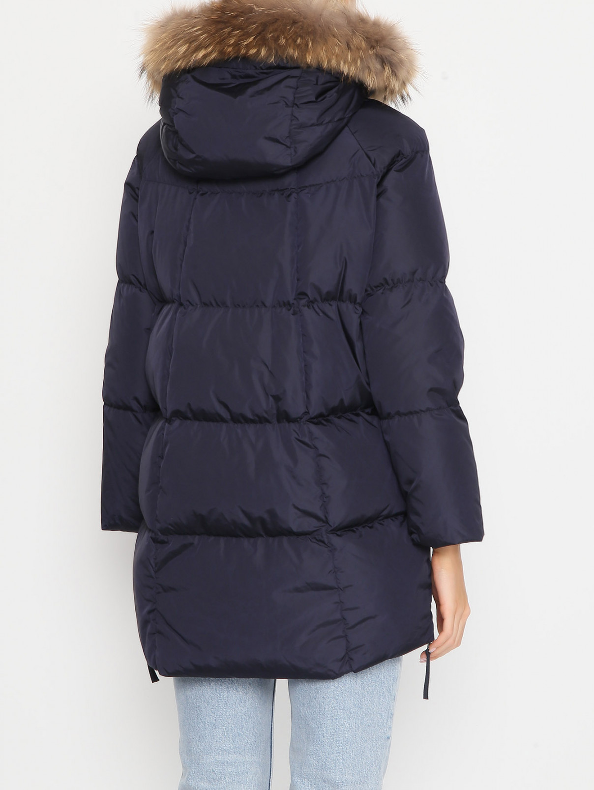 Пуховик со съемным мехом енота Weekend Max Mara  –  МодельВерхНиз1  – Цвет:  Синий