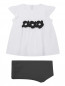 Комплект из хлопка: блуза с аппликацией + шорты Il Gufo  –  Общий вид