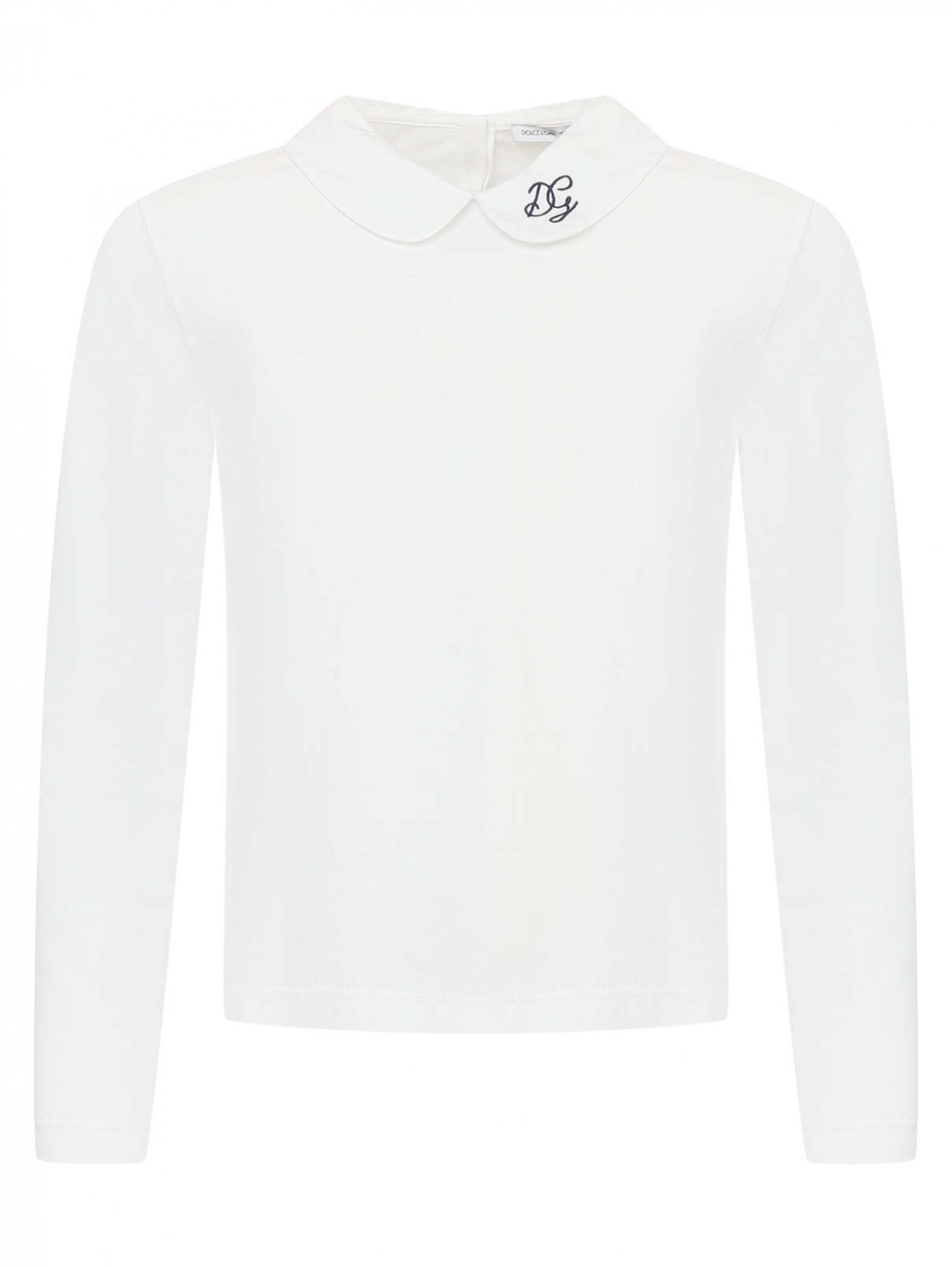 Трикотажная блуза с отложным воротником Dolce & Gabbana  –  Общий вид  – Цвет:  Белый