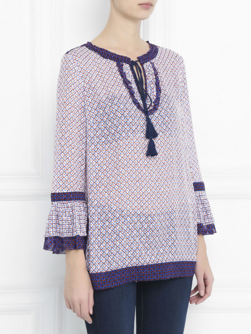 Туника из шелка с узором Tory Burch - МодельВерхНиз