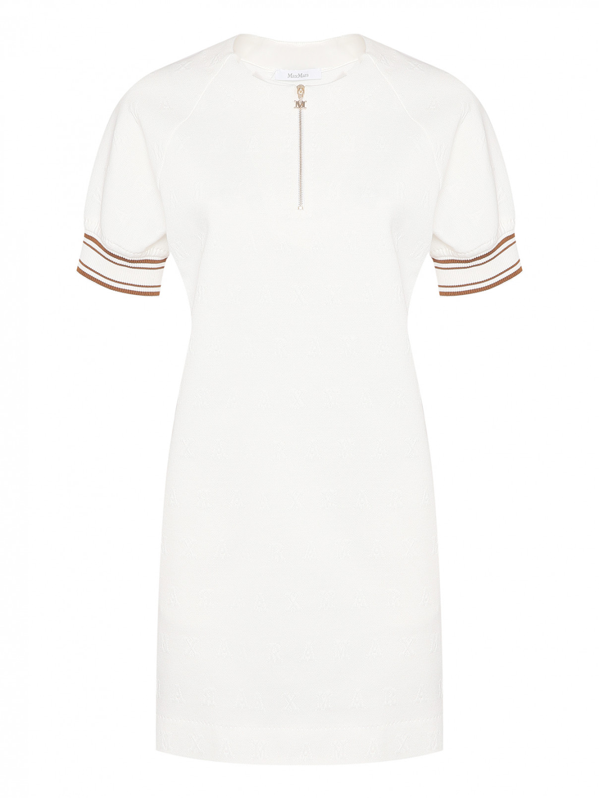 Трикотажное платье с короткими рукавами Max Mara  –  Общий вид  – Цвет:  Белый