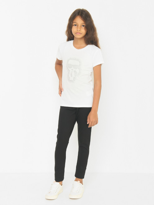 Футболка с коротким рукавом и декором Karl Lagerfeld Kids - МодельОбщийВид