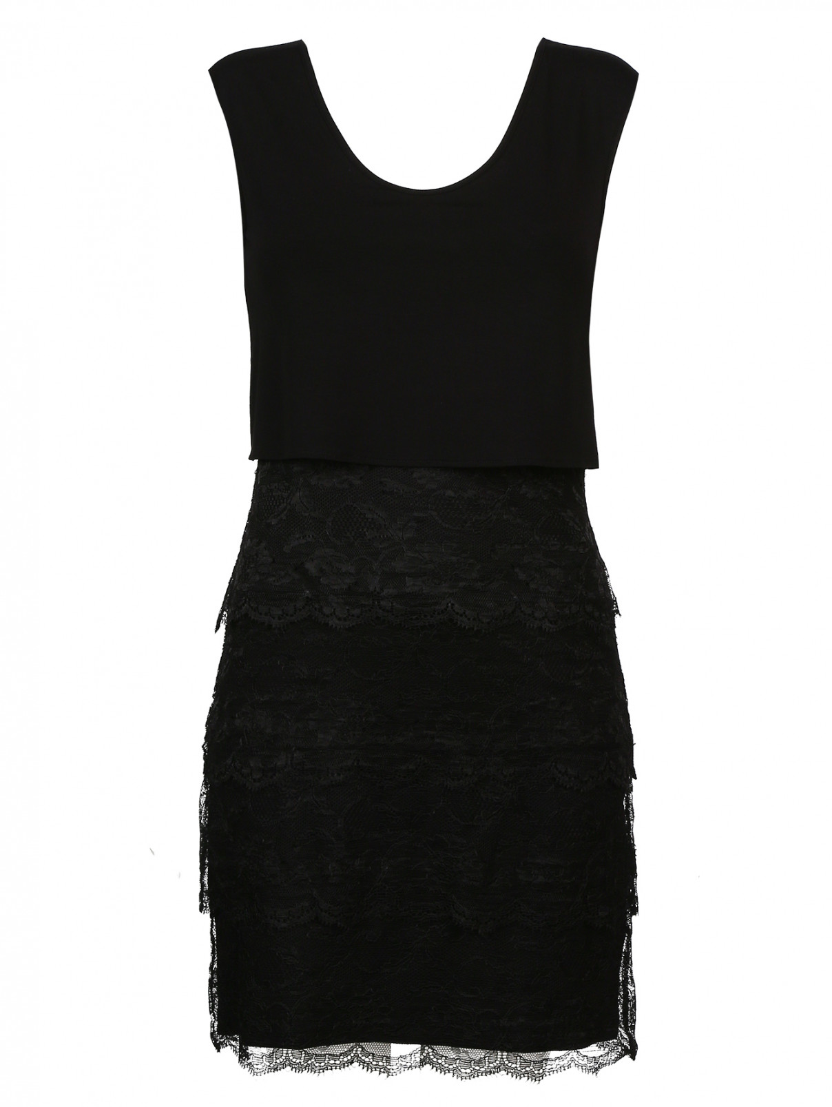 Платье с кружевным подолом Max&Co  –  Общий вид  – Цвет:  Черный