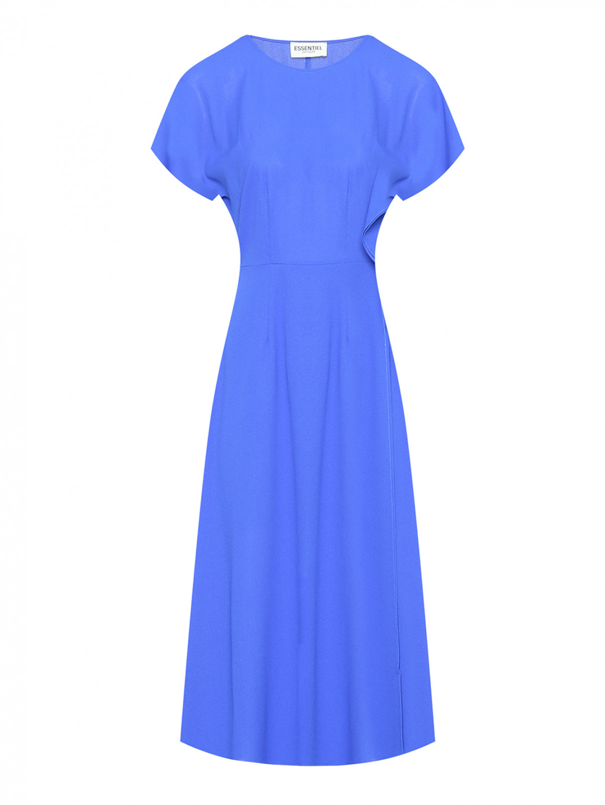 Однотонное платье с коротким рукавом Essentiel Antwerp  –  Общий вид  – Цвет:  Синий