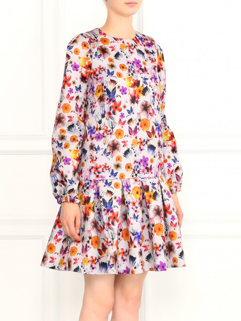 Платье-мини с цветочным узором - Модель Верх-Низ