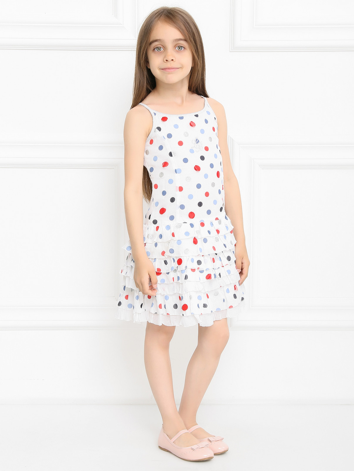 Платье из хлопка с узором "горох" Laura Biagiotti  –  Модель Общий вид  – Цвет:  Белый