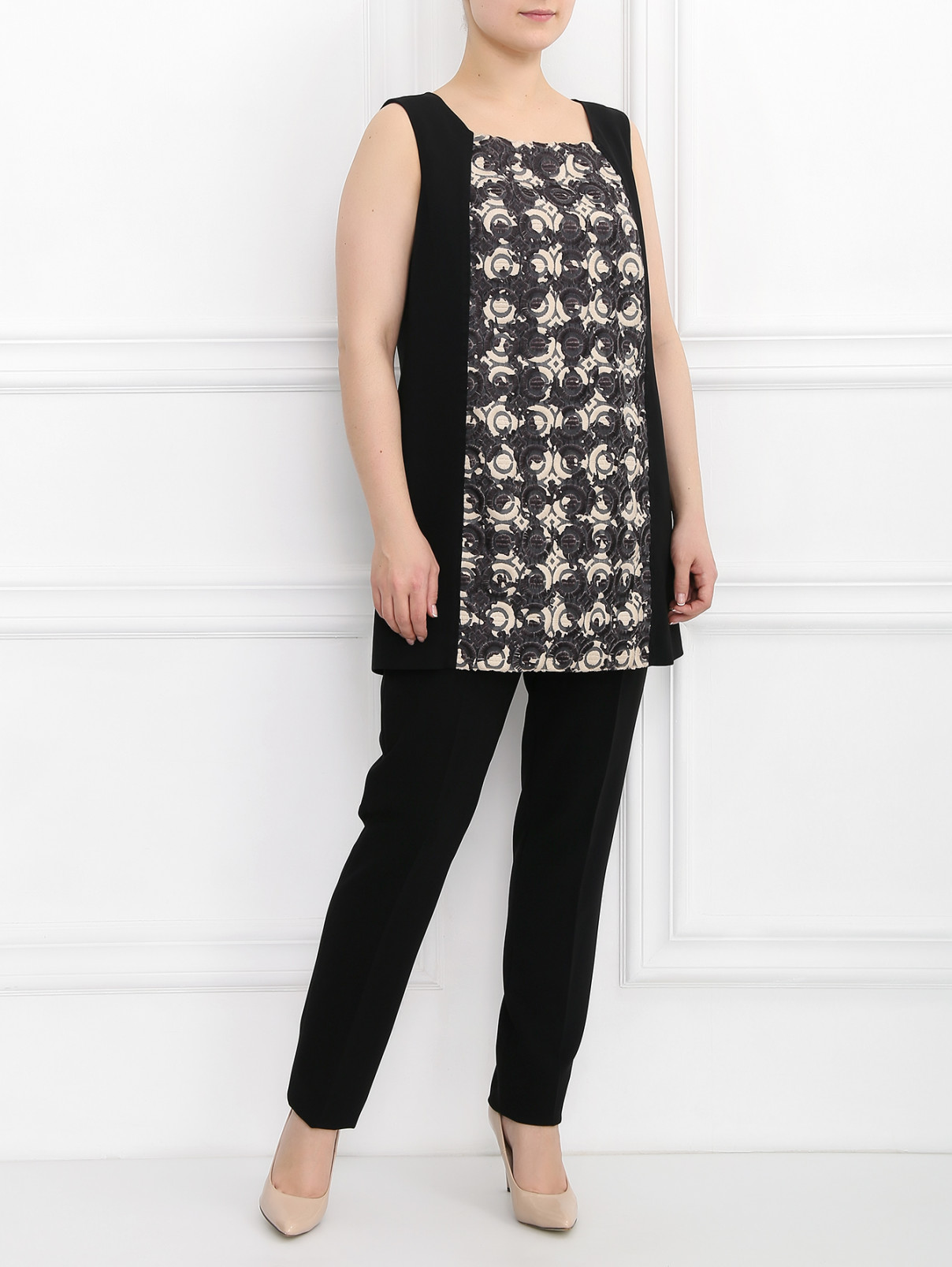 Топ декорированный вышивкой Marina Rinaldi  –  Модель Общий вид  – Цвет:  Черный