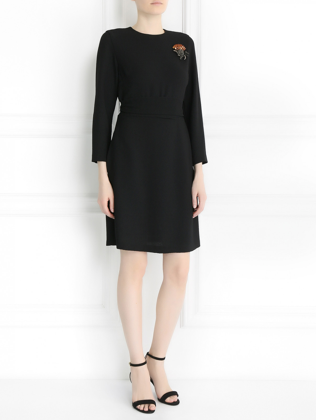 Платье-футляр с брошью Rochas  –  Модель Общий вид  – Цвет:  Черный