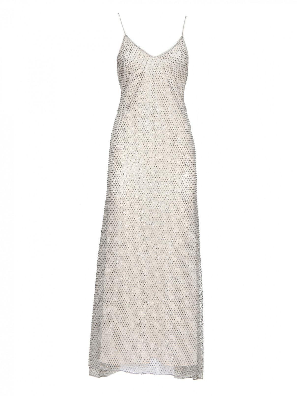 Платье-комбинация с бисером и пайетками Semicouture  –  Общий вид  – Цвет:  Серый