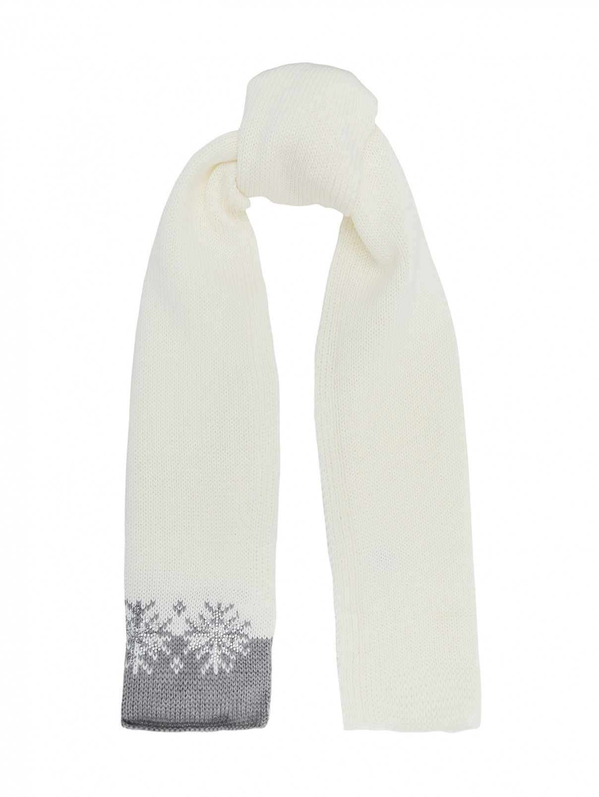 Шерстяной шарф со стразами и узором Catya  –  Общий вид  – Цвет:  Белый