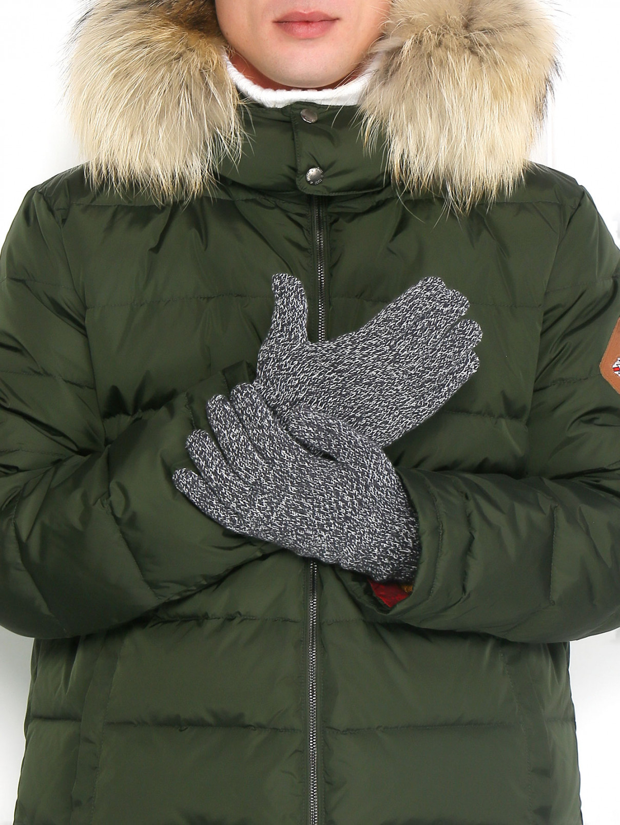 Трикотажные перчатки с узором BOSCO  –  Модель Общий вид  – Цвет:  Серый