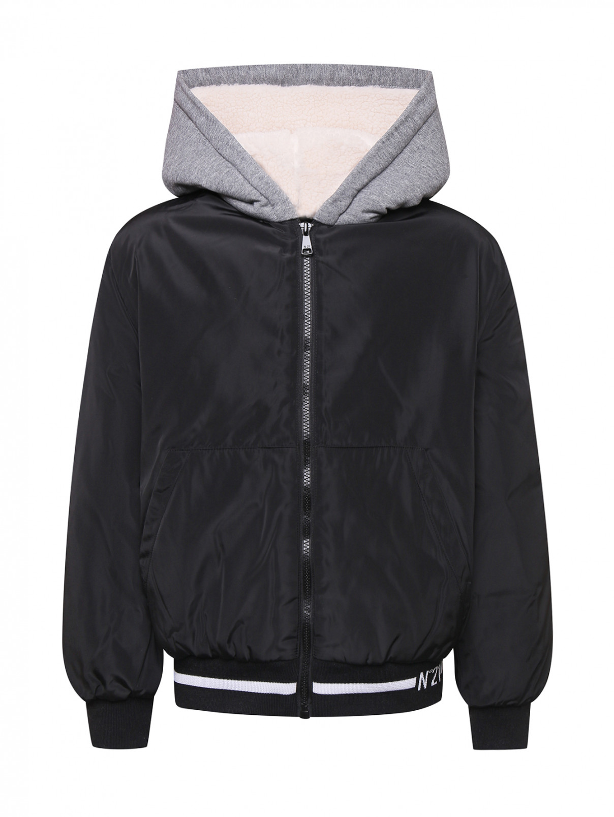Куртка на молнии с карманами N21  –  Общий вид  – Цвет:  Черный