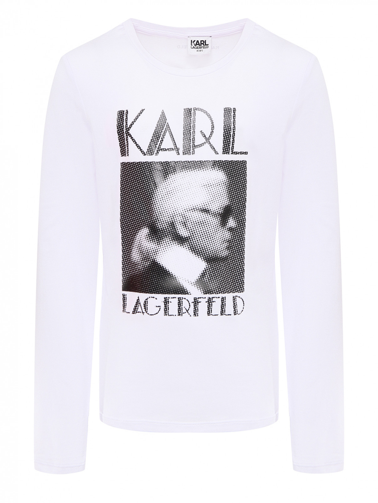 Лонгслив с контрастным принтом Karl Lagerfeld  –  Общий вид  – Цвет:  Белый