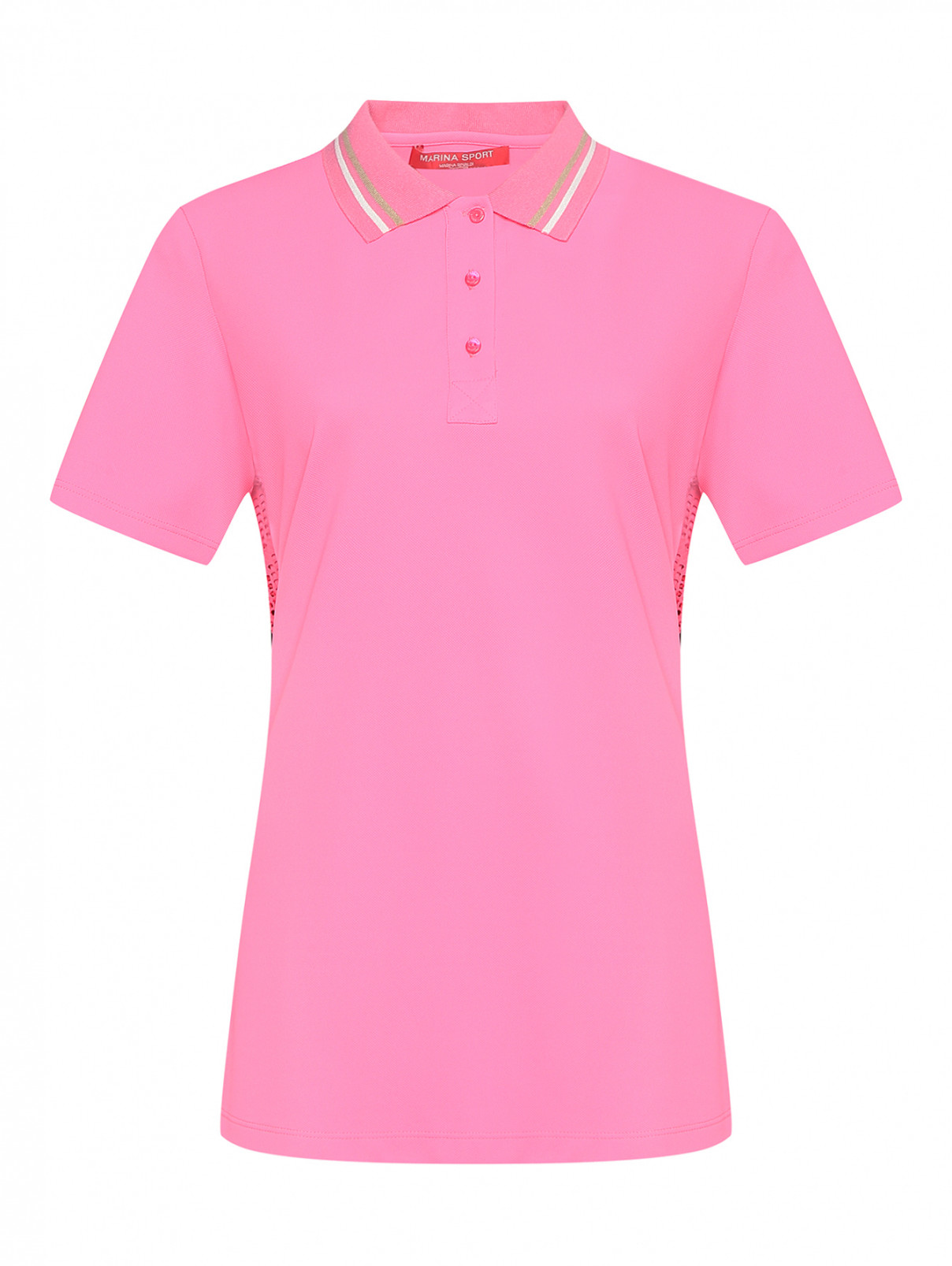 Комбинированное поло свободного кроя Marina Rinaldi  –  Общий вид  – Цвет:  Розовый