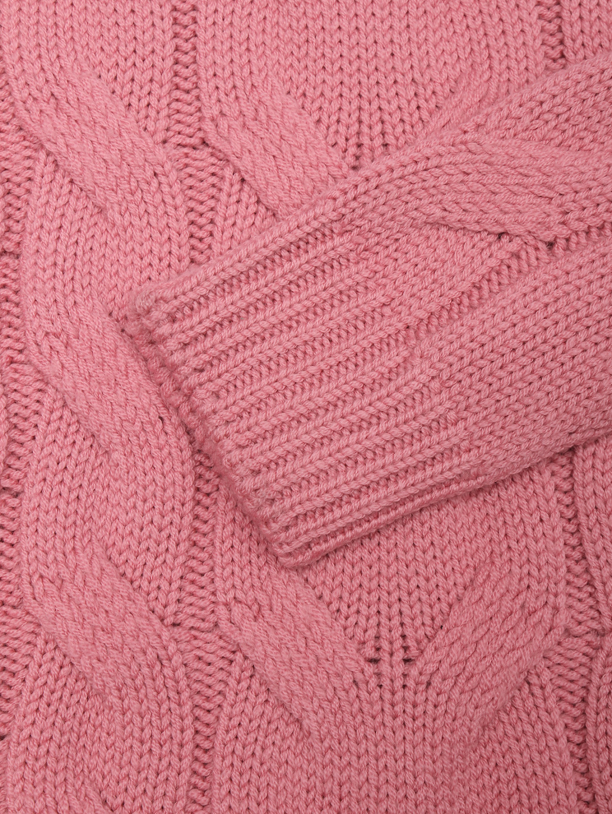 Свитер из шерсти крупной вязки Ermanno Firenze  –  Деталь1  – Цвет:  Розовый