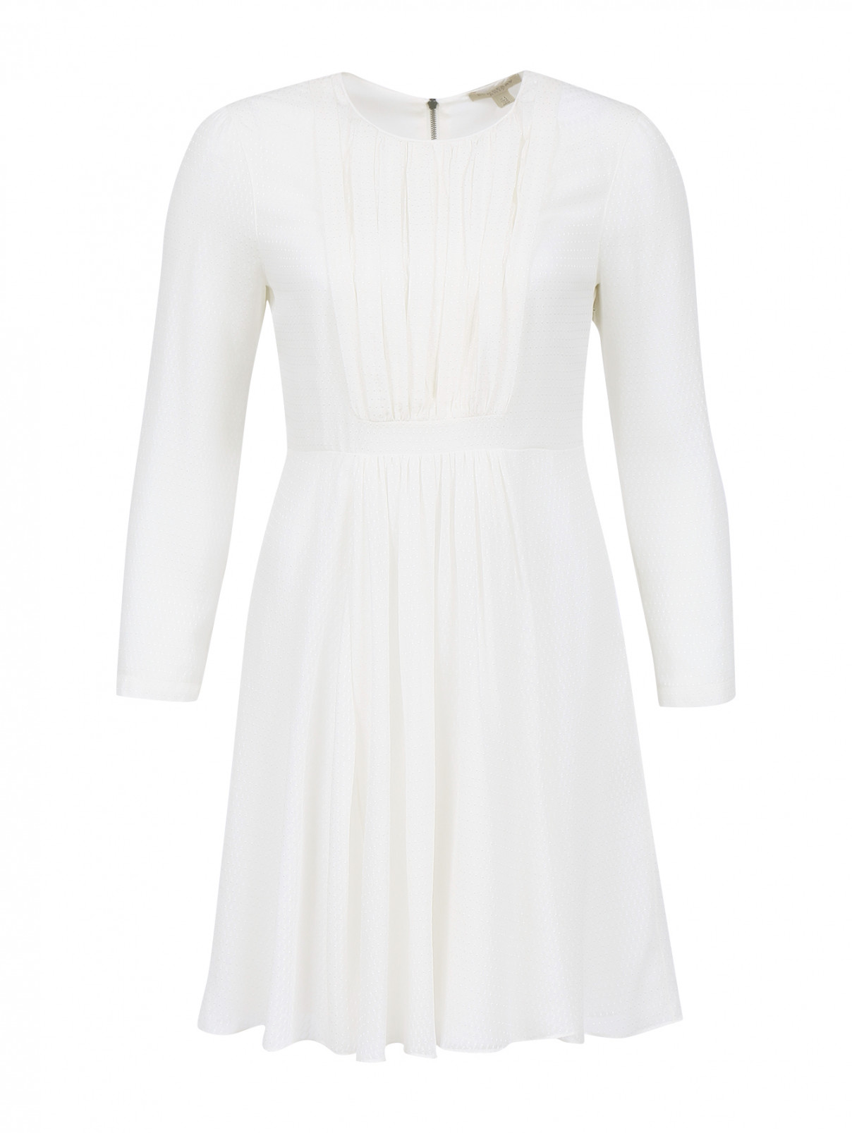 Платье из шелка с узором Burberry  –  Общий вид  – Цвет:  Белый