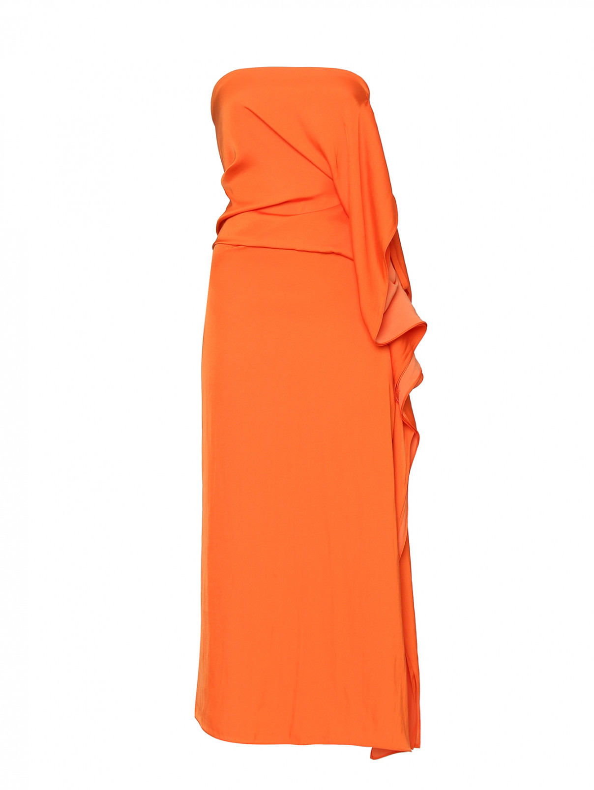 Платье-миди на завязках с рюшами Sportmax  –  Общий вид  – Цвет:  Оранжевый