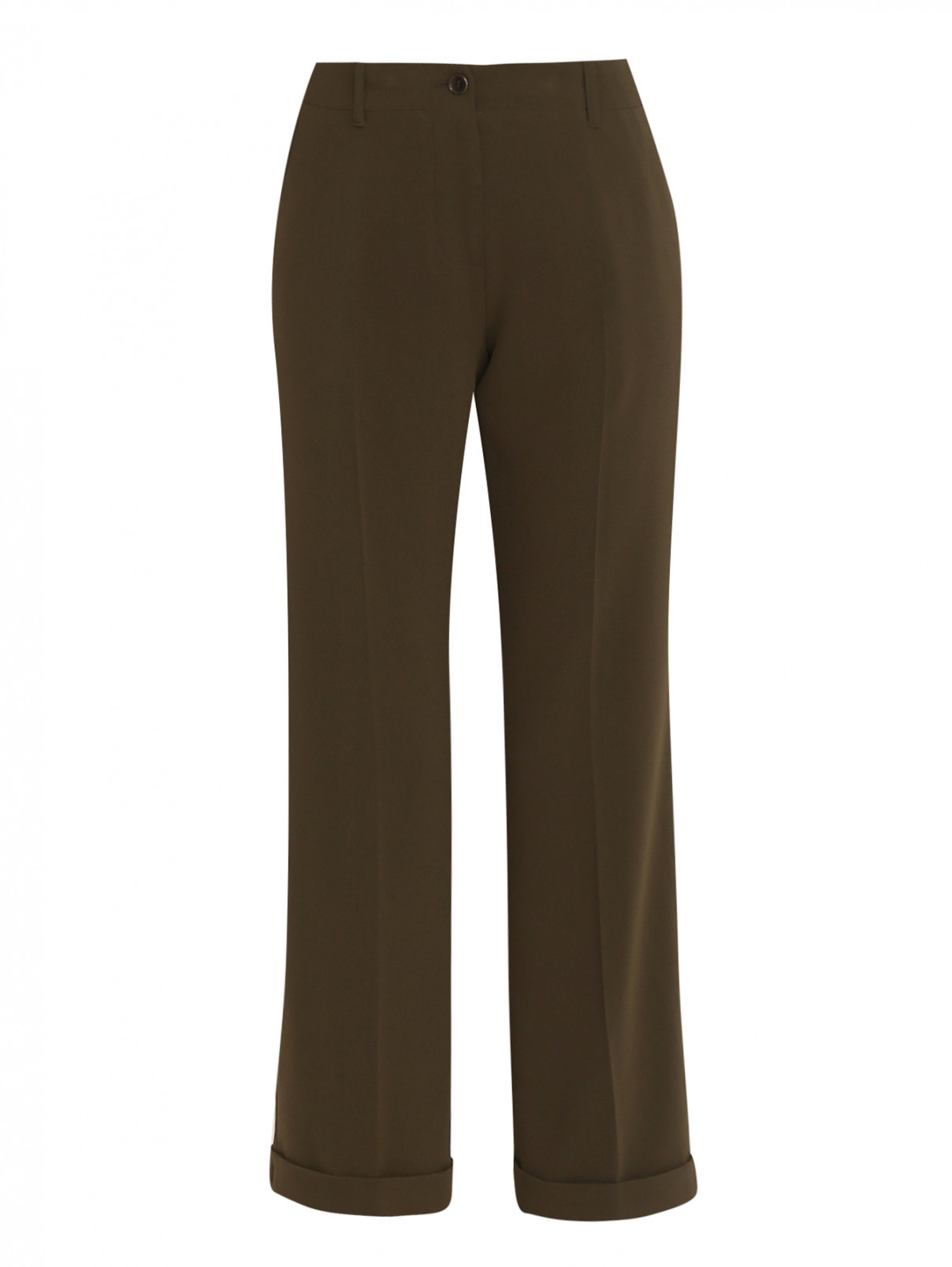 Прямые брюки со стрелками и отворотами Aspesi  –  Общий вид  – Цвет:  Зеленый