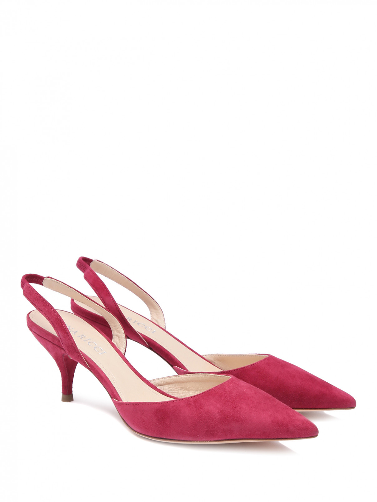 Туфли из замши на среднем каблуке Nina Ricci  –  Общий вид  – Цвет:  Красный