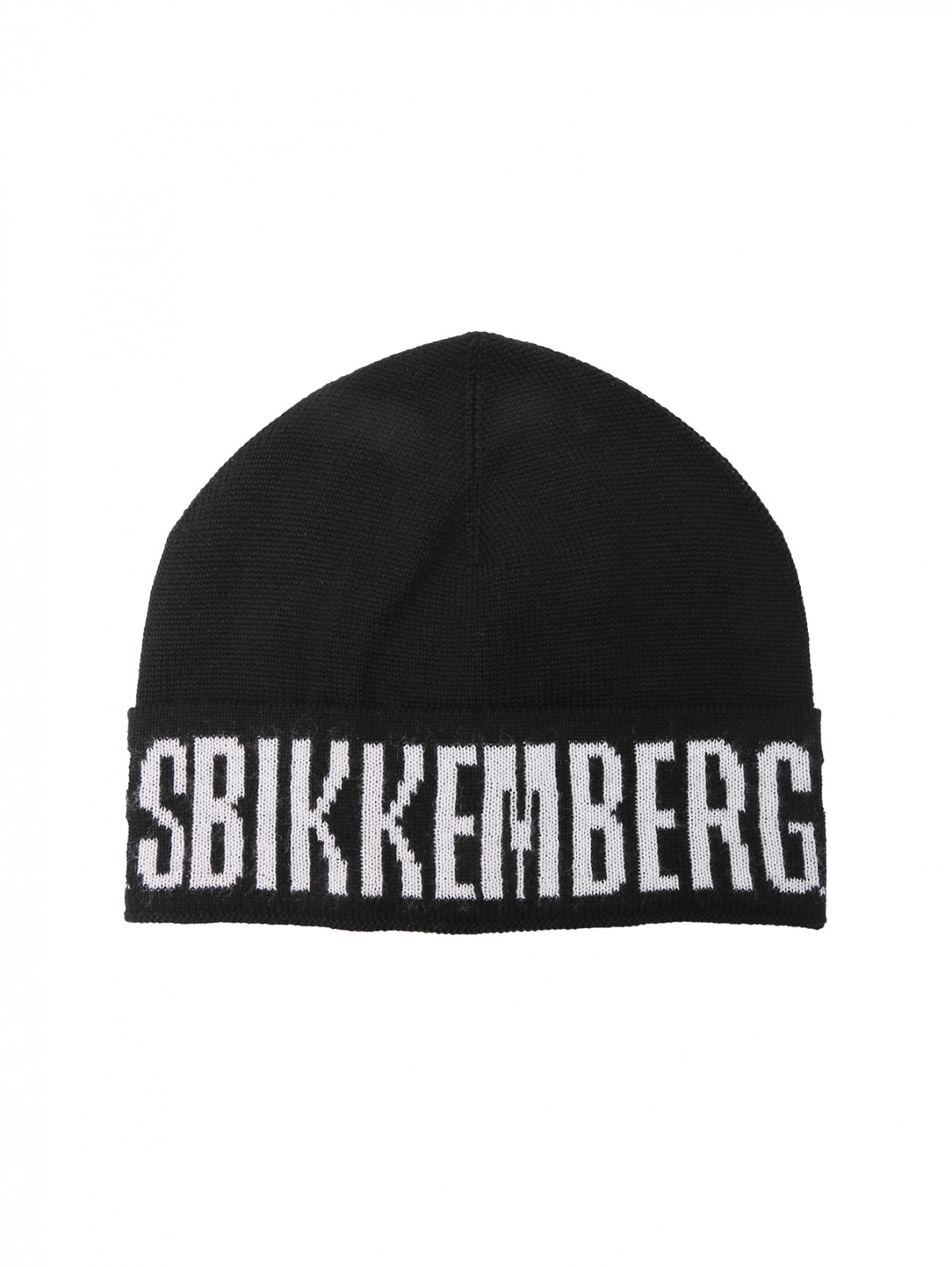Шапка из смешанной шерсти с логотипом Bikkembergs  –  Общий вид  – Цвет:  Черный