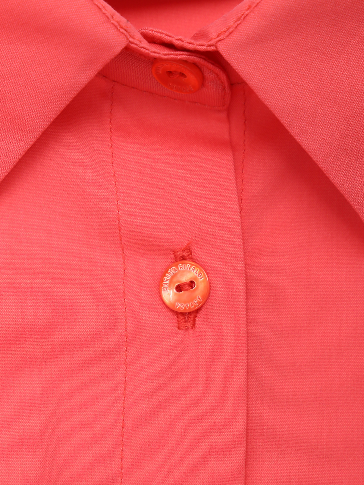 Рубашка из хлопка однотонная Marina Rinaldi  –  Деталь  – Цвет:  Розовый
