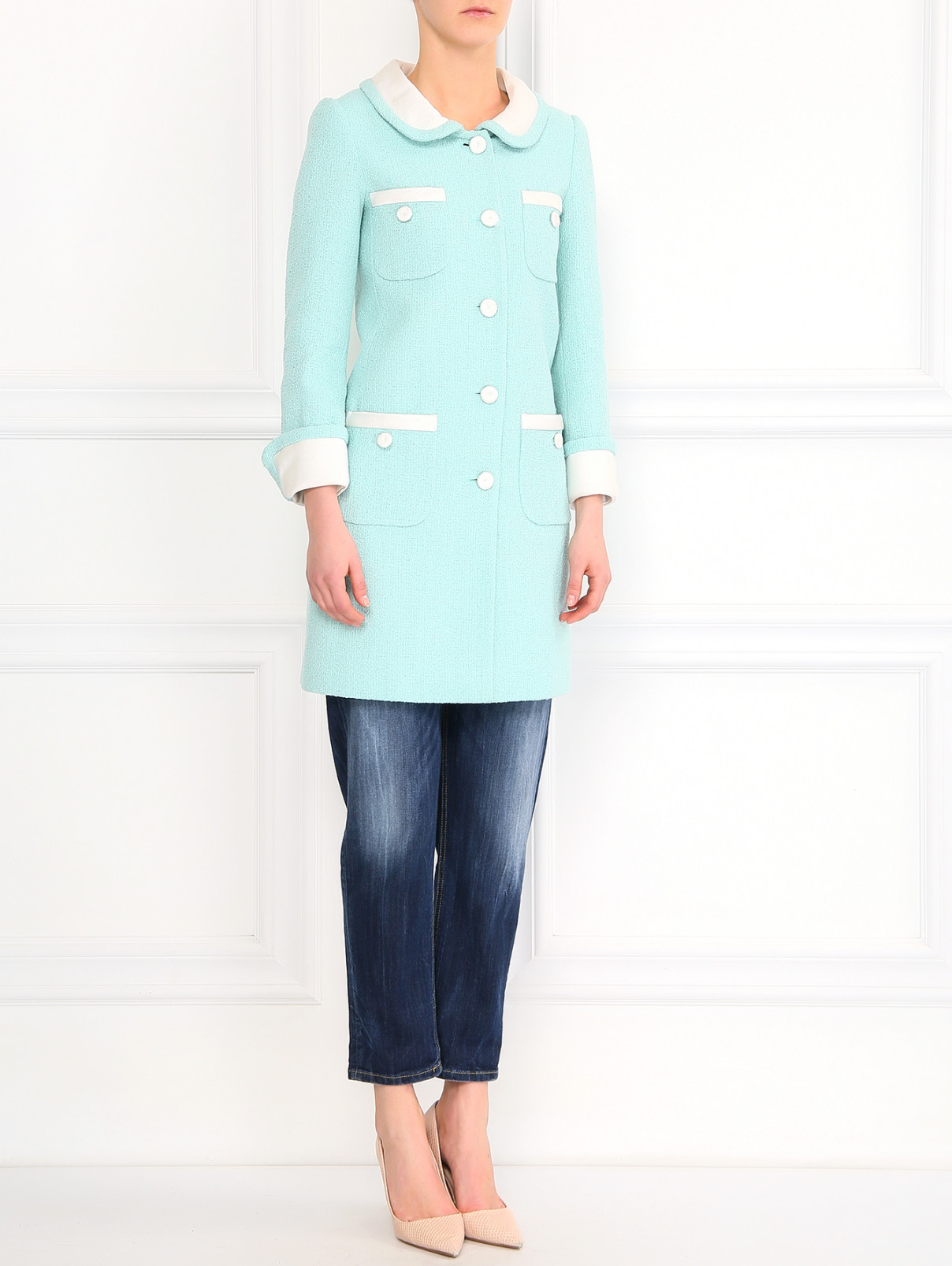 Пальто из хлопка Moschino Couture  –  Модель Общий вид  – Цвет:  Синий