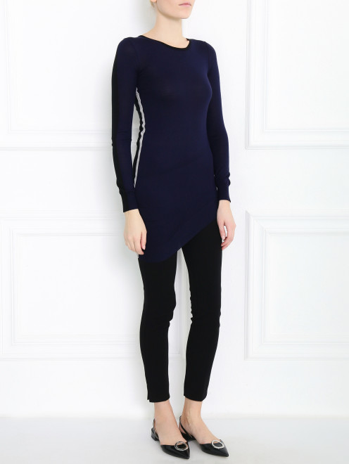 Джемпер асимметричного кроя из шелка с контрастной отделкой Sportmax - Модель Общий вид