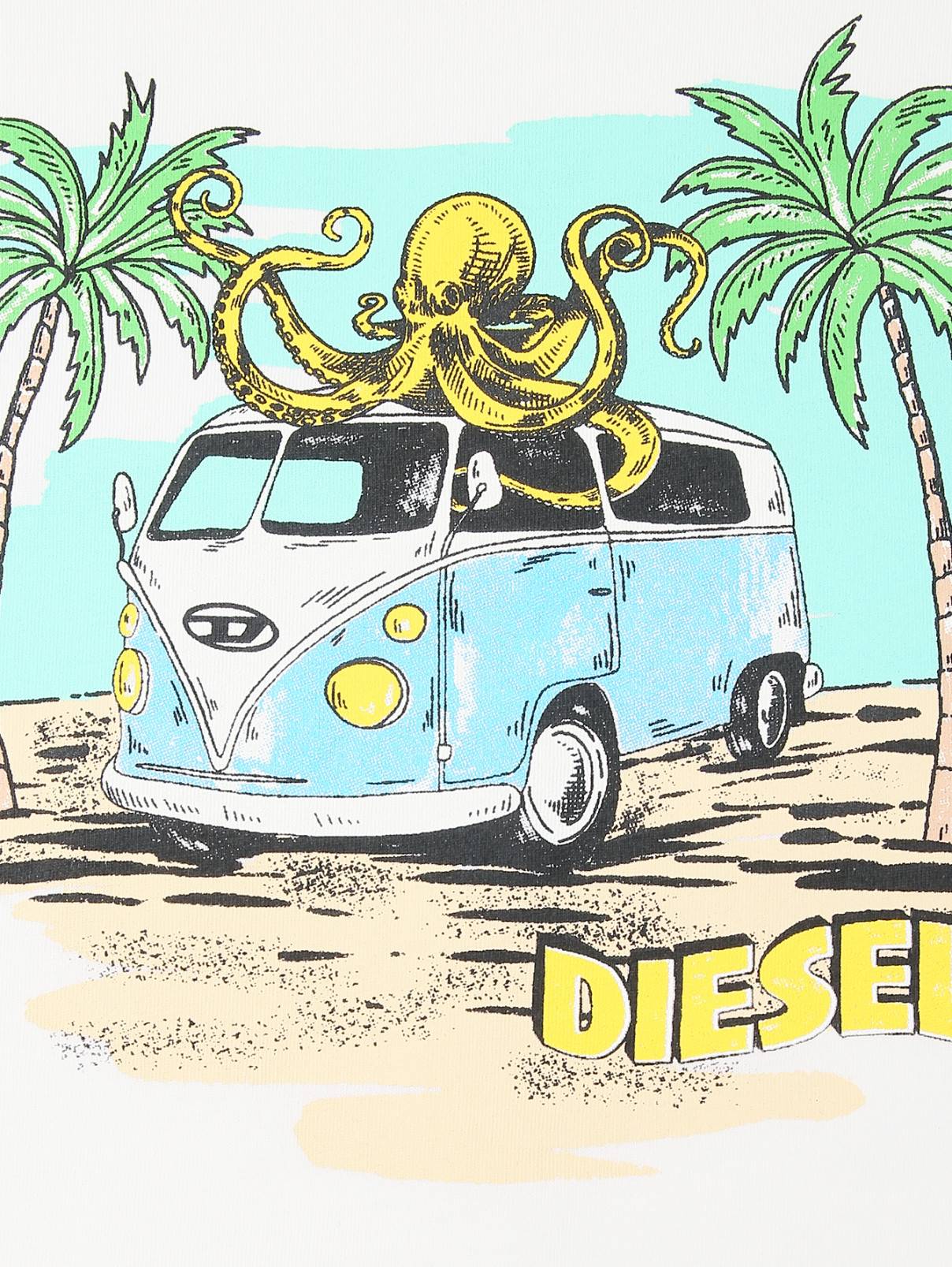 Футболка из хлопка с принтом Diesel  –  Деталь  – Цвет:  Белый