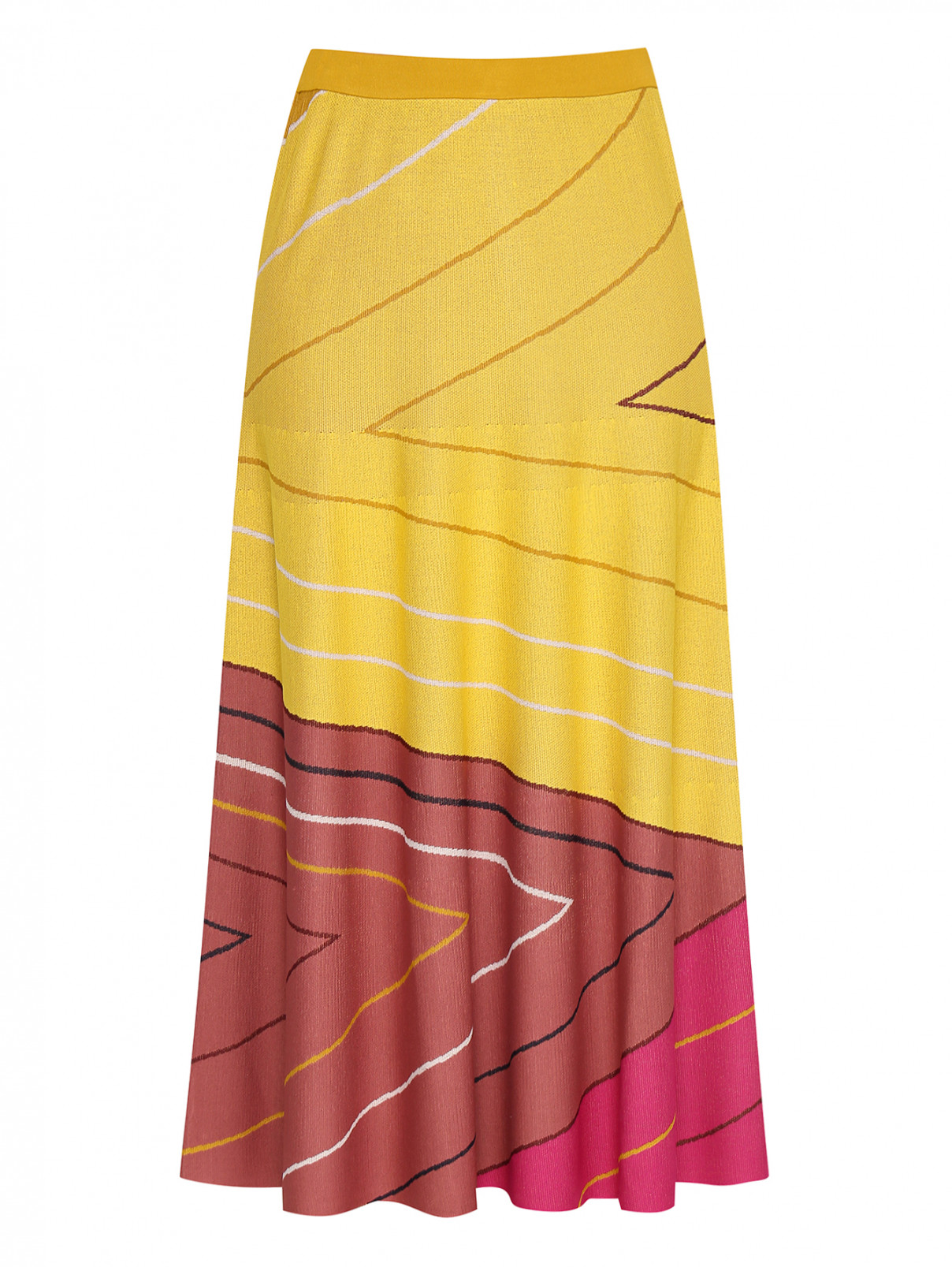 Юбка трикотажная с рисунком Marina Rinaldi  –  Общий вид  – Цвет:  Розовый