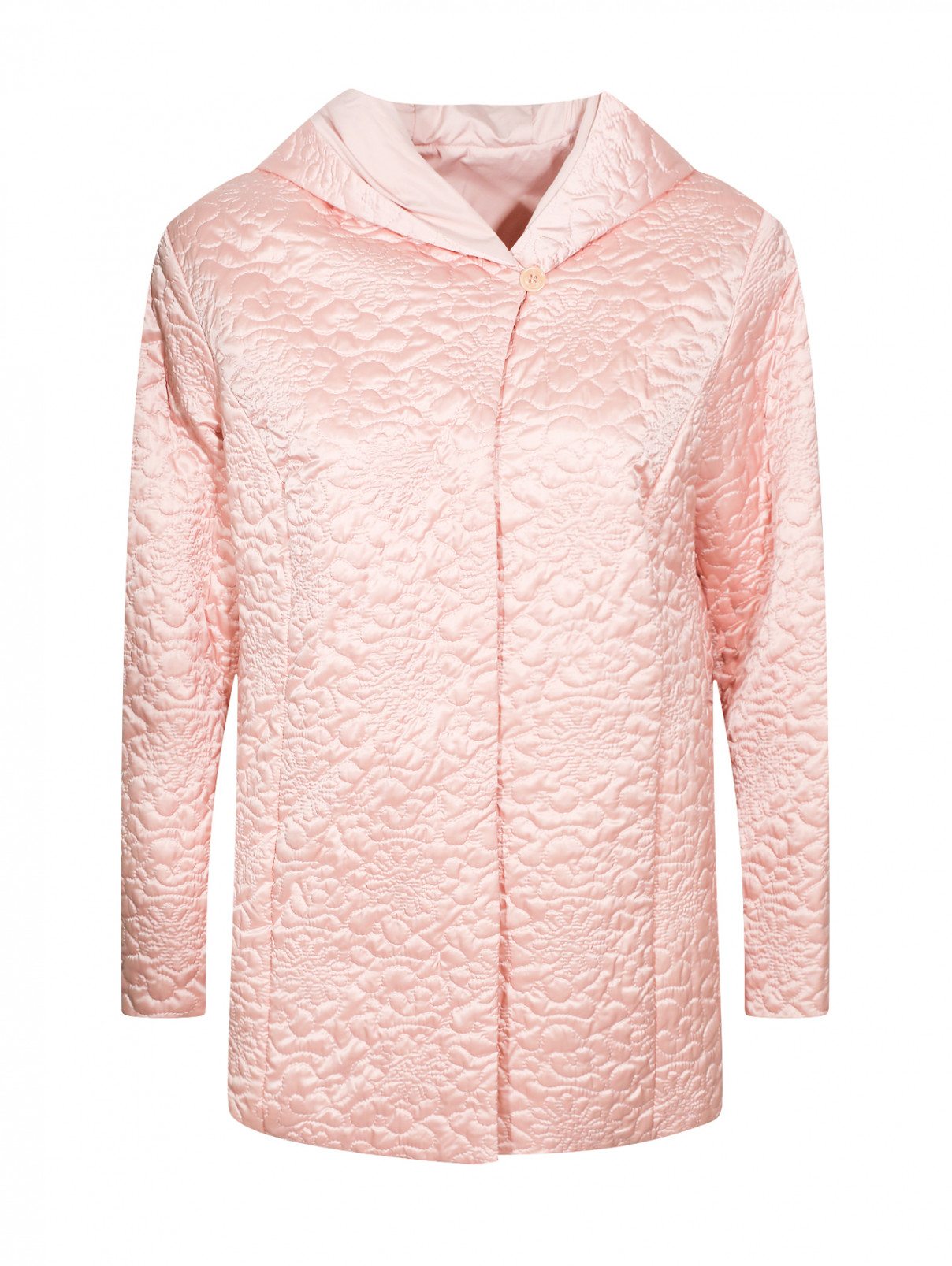 Стеганая куртка с капюшоном Voyage by Marina Rinaldi  –  Общий вид  – Цвет:  Розовый