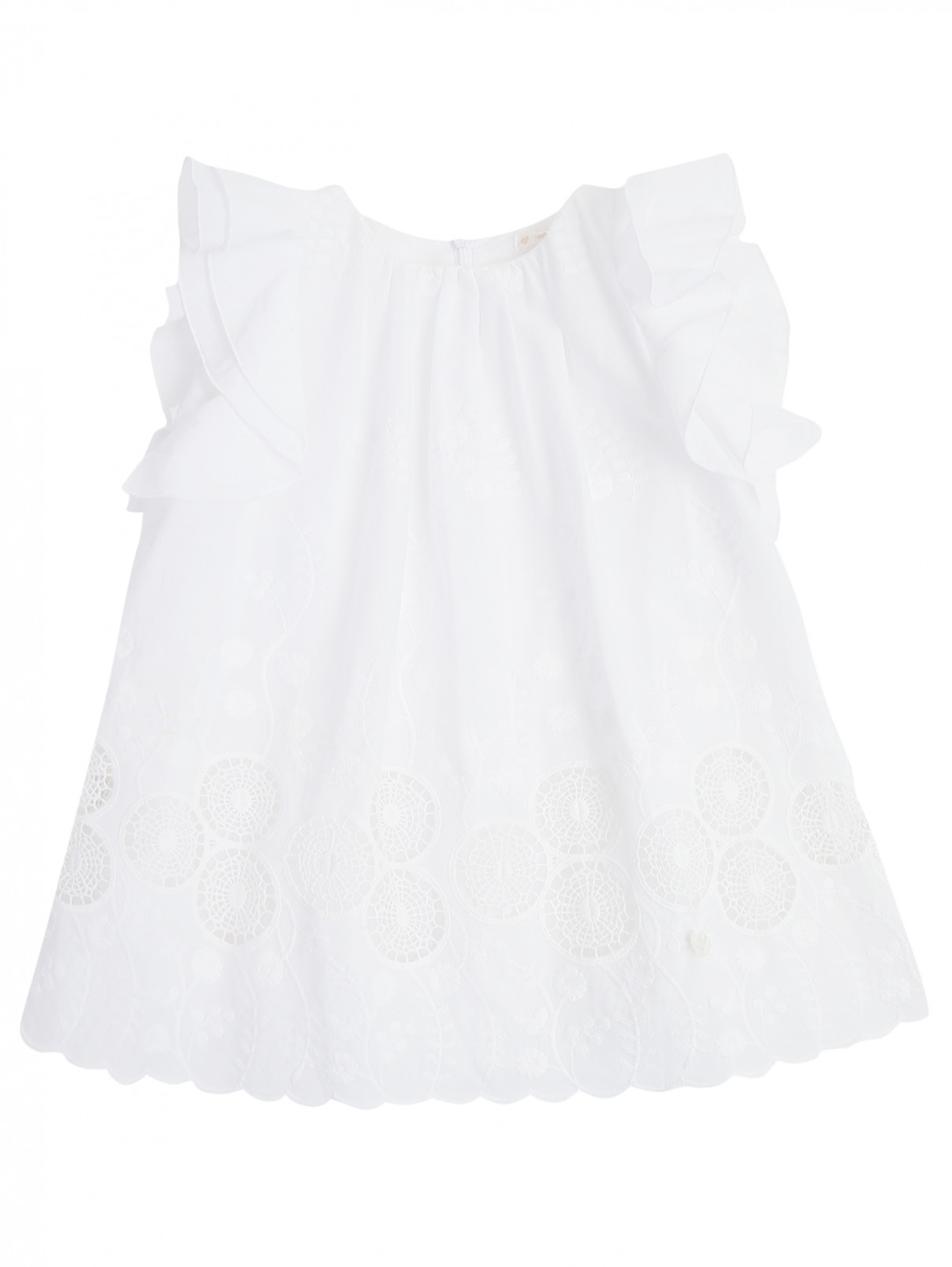 Платье из хлопка с перфорацией Nanan  –  Общий вид  – Цвет:  Белый