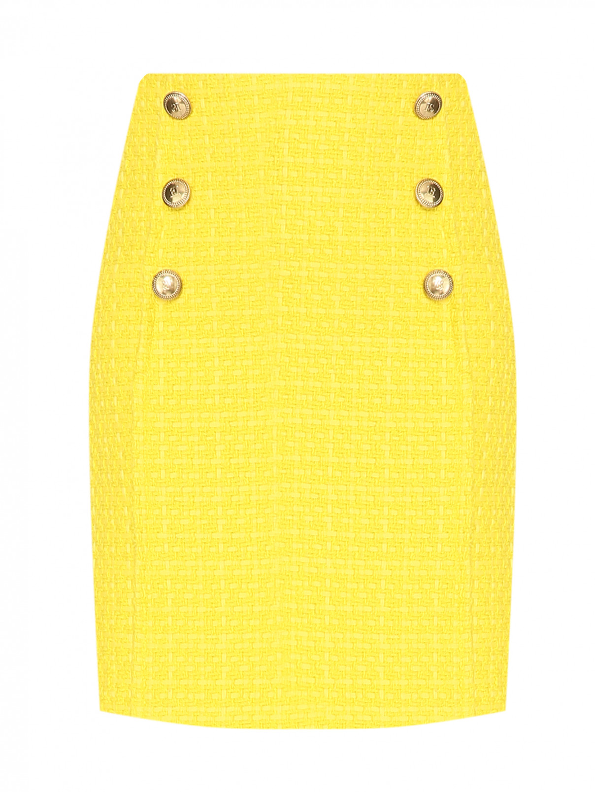 Юбка-мини с декоративными пуговицами Luisa Spagnoli  –  Общий вид  – Цвет:  Желтый