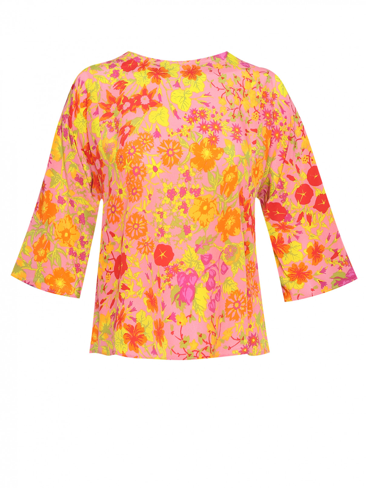 Блузка из шелка в цветочный принт Weekend Max Mara  –  Общий вид  – Цвет:  Розовый