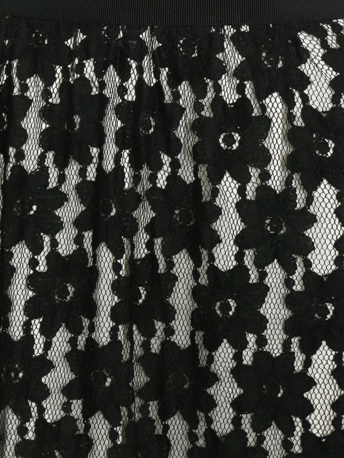 Юбка-мини из хлопка с кружевными вставками Alberta Ferretti  –  Деталь2  – Цвет:  Черный