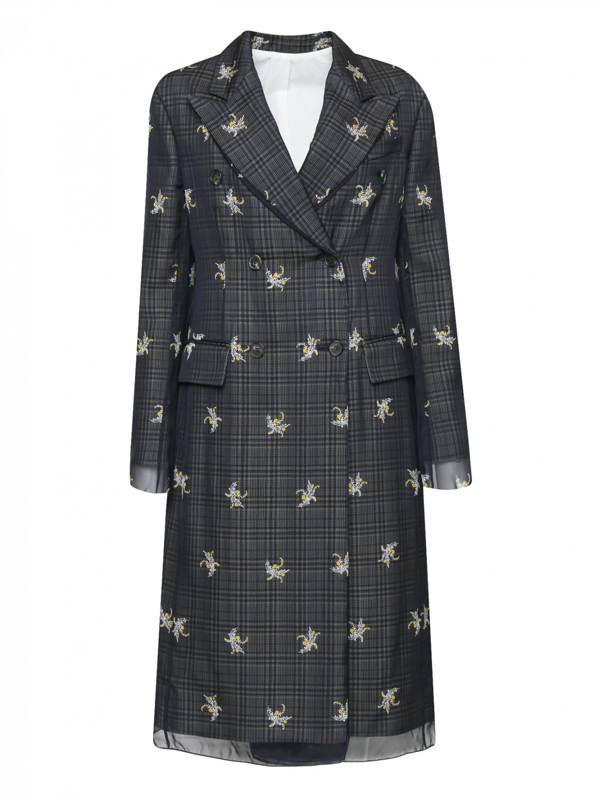 Двубортное пальто из шерсти и шелка с узором Calvin Klein 205W39NYC  –  Общий вид  – Цвет:  Узор