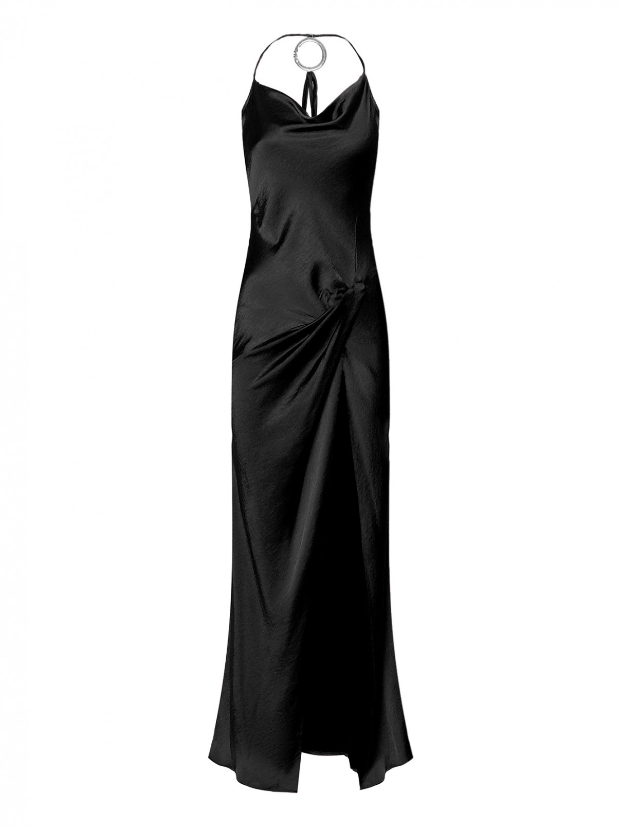 Платье с высоким разрезом PINKO  –  Общий вид  – Цвет:  Черный