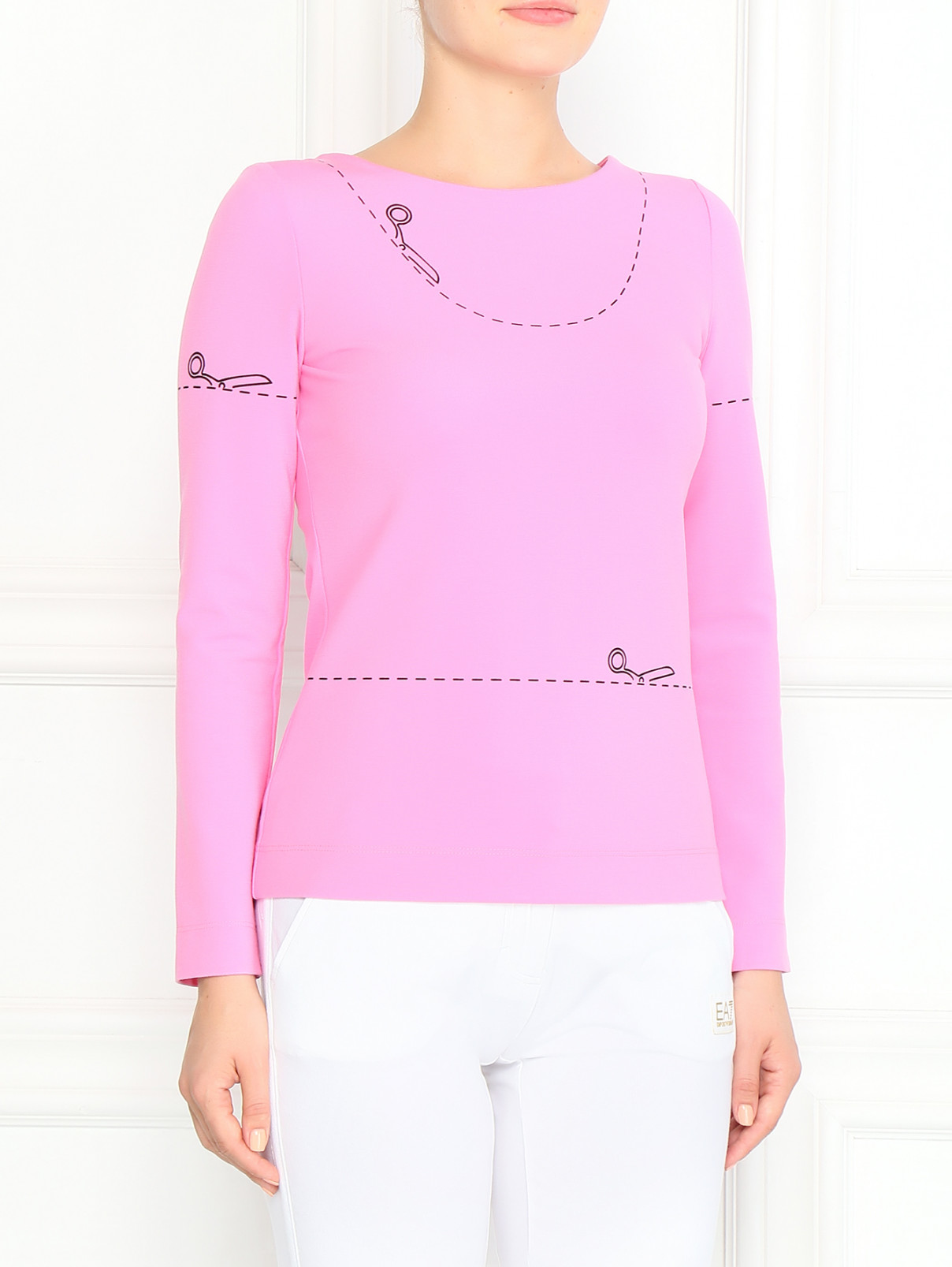 Лонгслив с принтом Moschino Couture  –  Модель Верх-Низ  – Цвет:  Розовый
