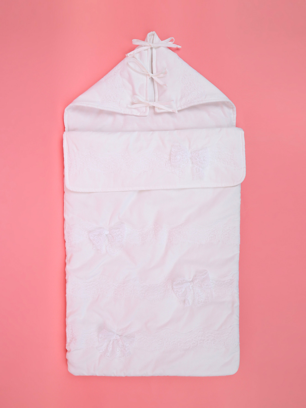 Конверт из хлопка с кружевной отделкой Aletta  –  Общий вид  – Цвет:  Белый