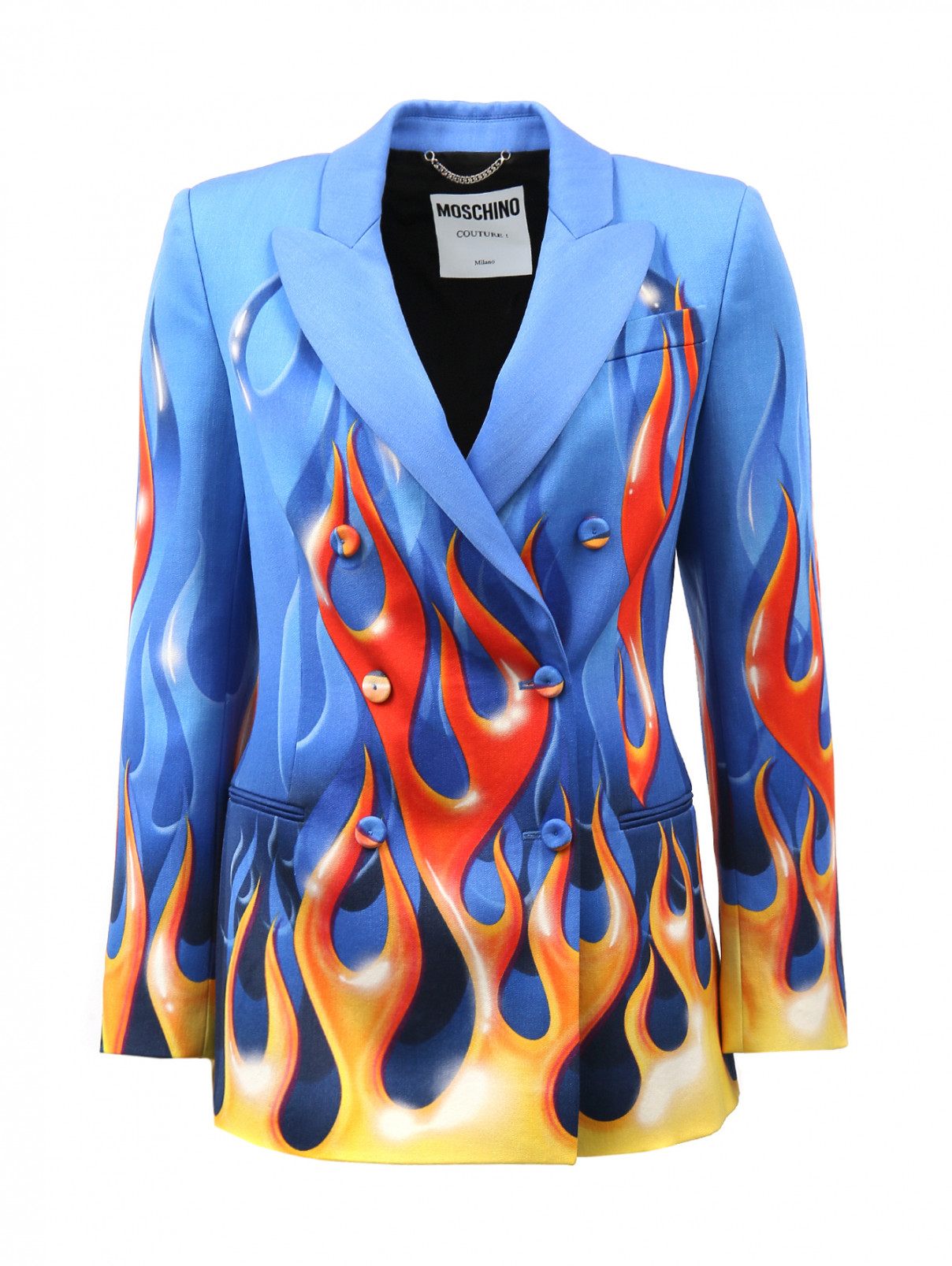 Жакет из шерсти с принтом Moschino Couture  –  Общий вид  – Цвет:  Синий