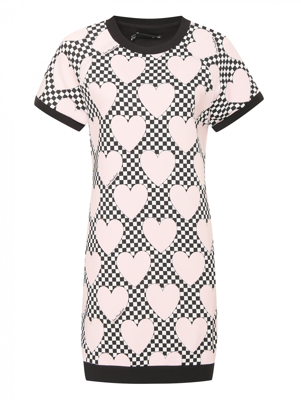Платье из трикотажа с узором Love Moschino  –  Общий вид  – Цвет:  Узор
