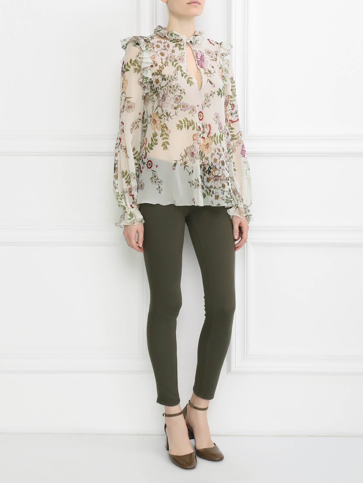 Блуза из шелка с цветочным узором Giambattista Valli  –  Модель Общий вид  – Цвет:  Узор