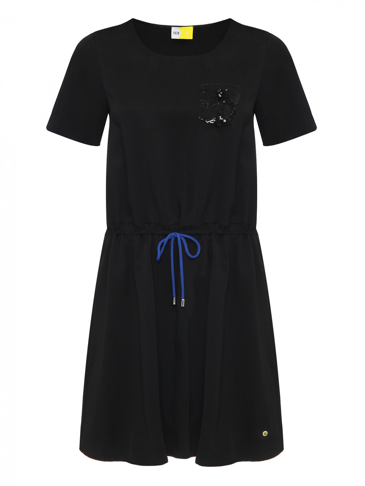 Платье с карманом и коротким рукавом Ice Play  –  Общий вид  – Цвет:  Черный