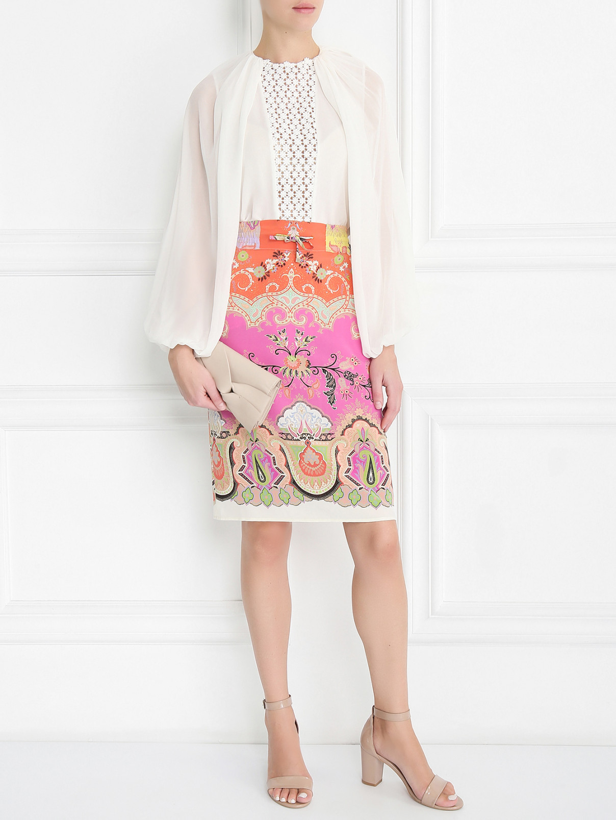 Блуза из шелка с декоративной вышивкой Giambattista Valli  –  Модель Общий вид  – Цвет:  Белый