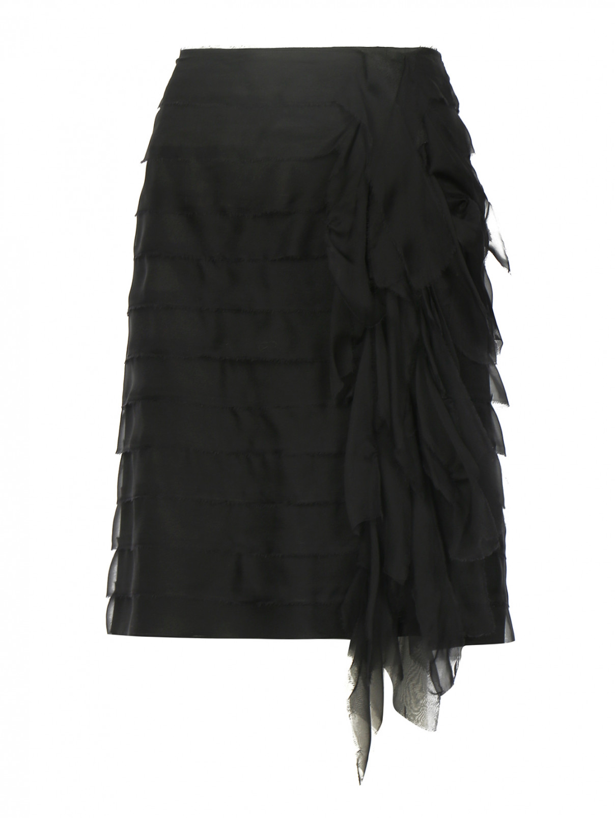 Мини-юбка из шелка с воланами Alberta Ferretti  –  Общий вид  – Цвет:  Черный