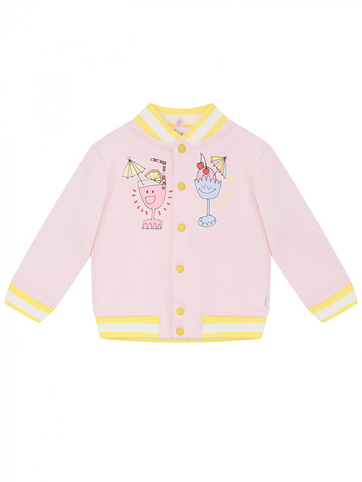 Хлопковая толстовка на кнопках Stella McCartney kids  –  Общий вид  – Цвет:  Розовый