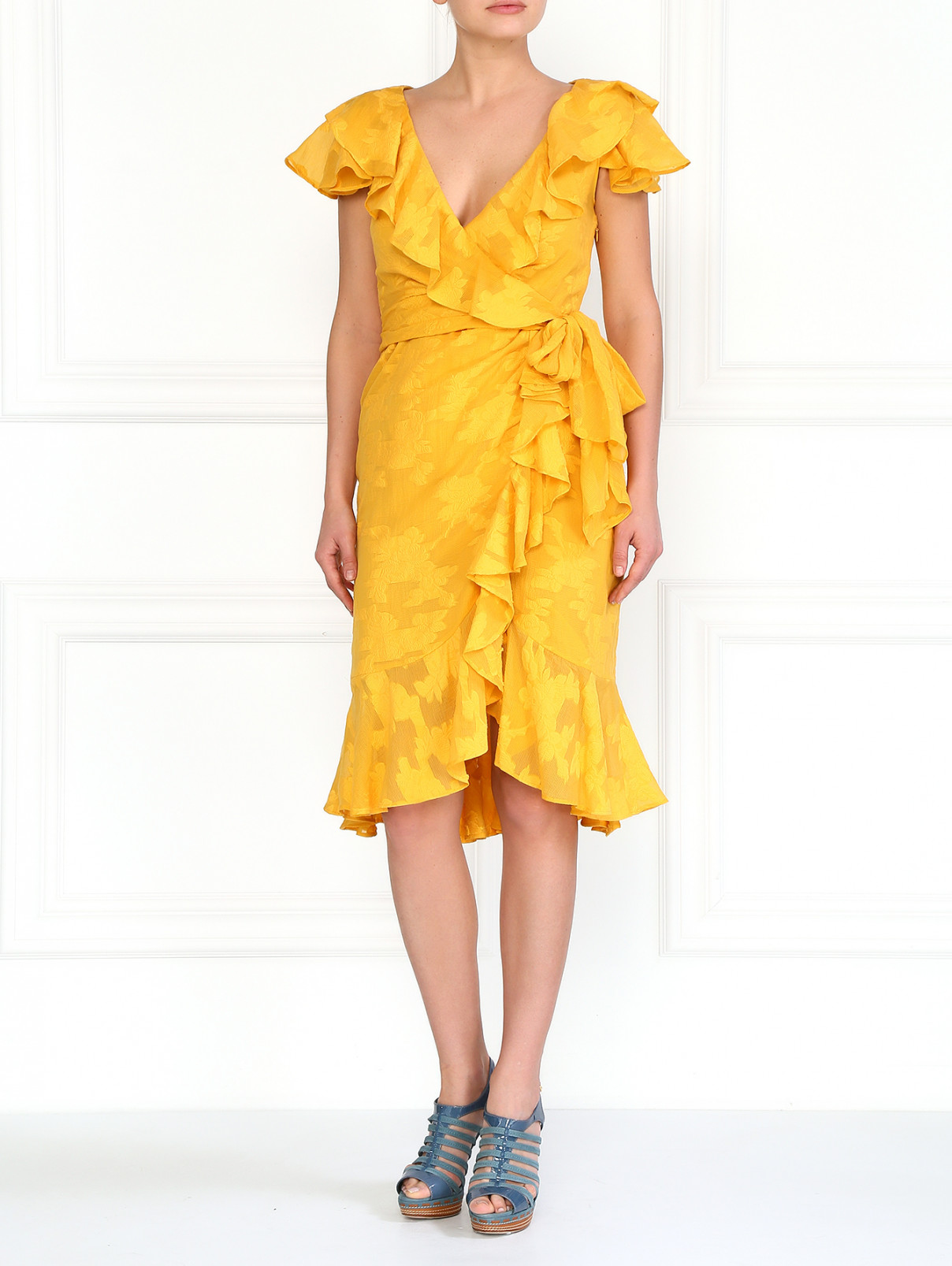 Платье с декоративными воланами Moschino  –  Модель Общий вид  – Цвет:  Желтый